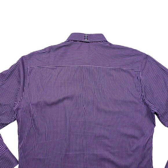 Robert Graham X Shirt Mens 2XL Purple Striped Button Up Flip Cuff Long Sleeve - Picture 11 of 12